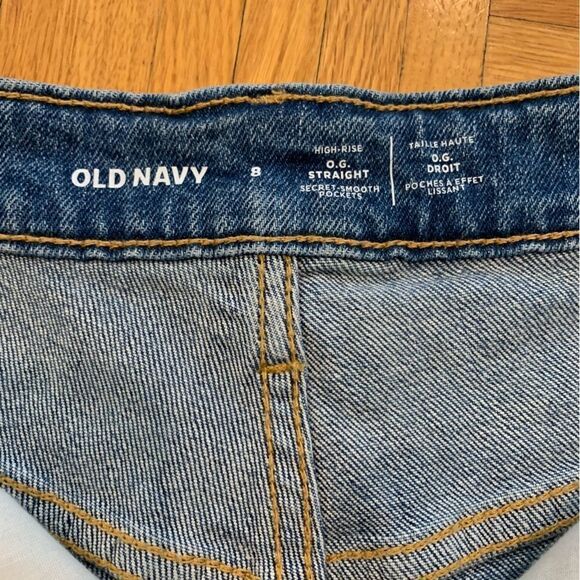 Old Navy OG Straight High Waist Distressed Cut-Off Jean Shorts Blue Size 8 - Picture 5 of 10